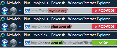 Ukážka podvodnej URL adresy v prehliadači